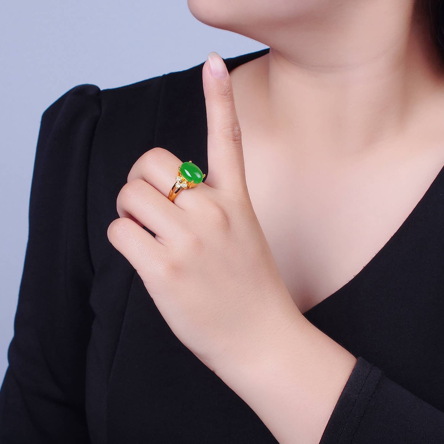 Light/Dark Green Jade Stone Band Ring O765 O2298