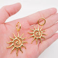 18k Gold Plated Spiral Sun Design Huggie Earrings