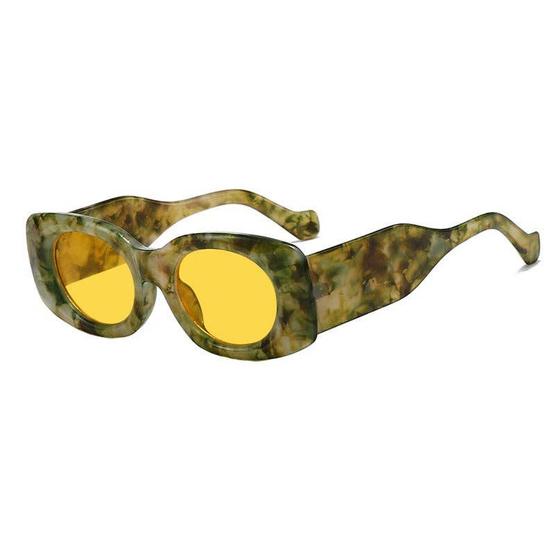 Fashion Rectangle Leopard Print Sunglasses for Women