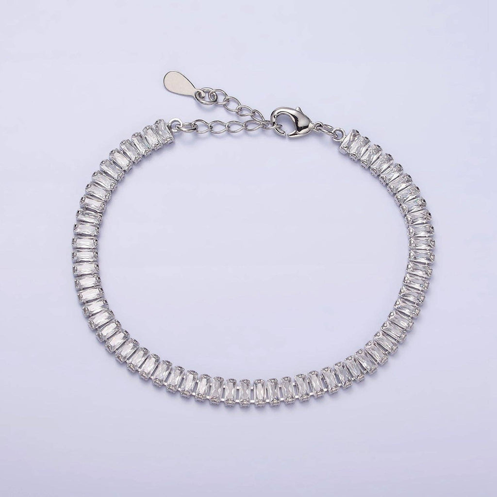 Gold Filled Tennis Bracelet, Baguette Emerald Green, Pink, Clear Pave CZ Bracelet for WA1764 WA1765 WA1766