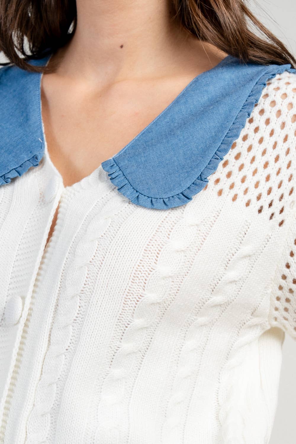 APRIL SWEATER TOP W/ DENIM