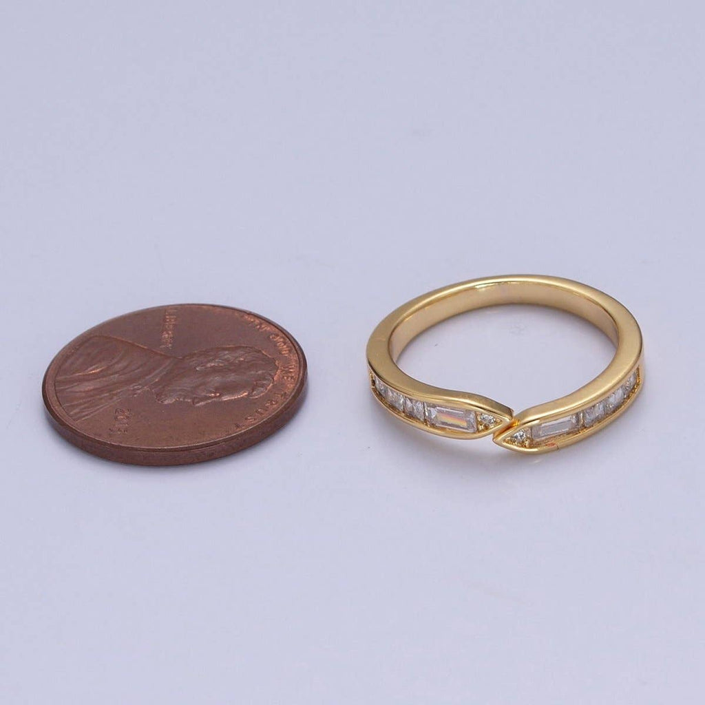 Minimalist Baguette Ring Open Adjustable Ring O-2193