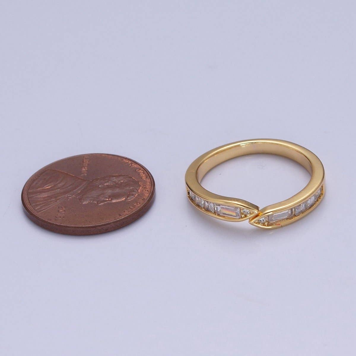 Minimalist Baguette Ring Open Adjustable Ring O-2193