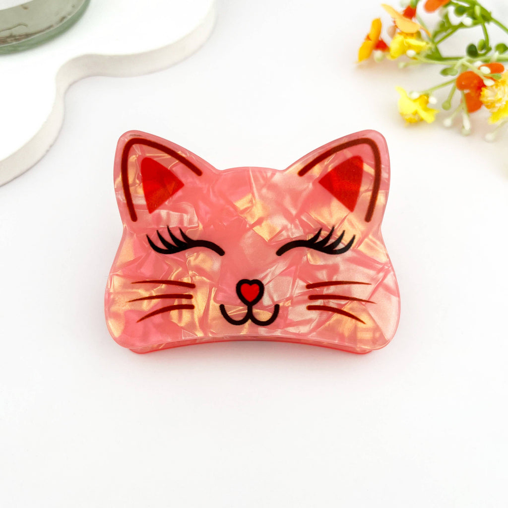 Cute Smiling Cat Print Animal Hair Claw Clip