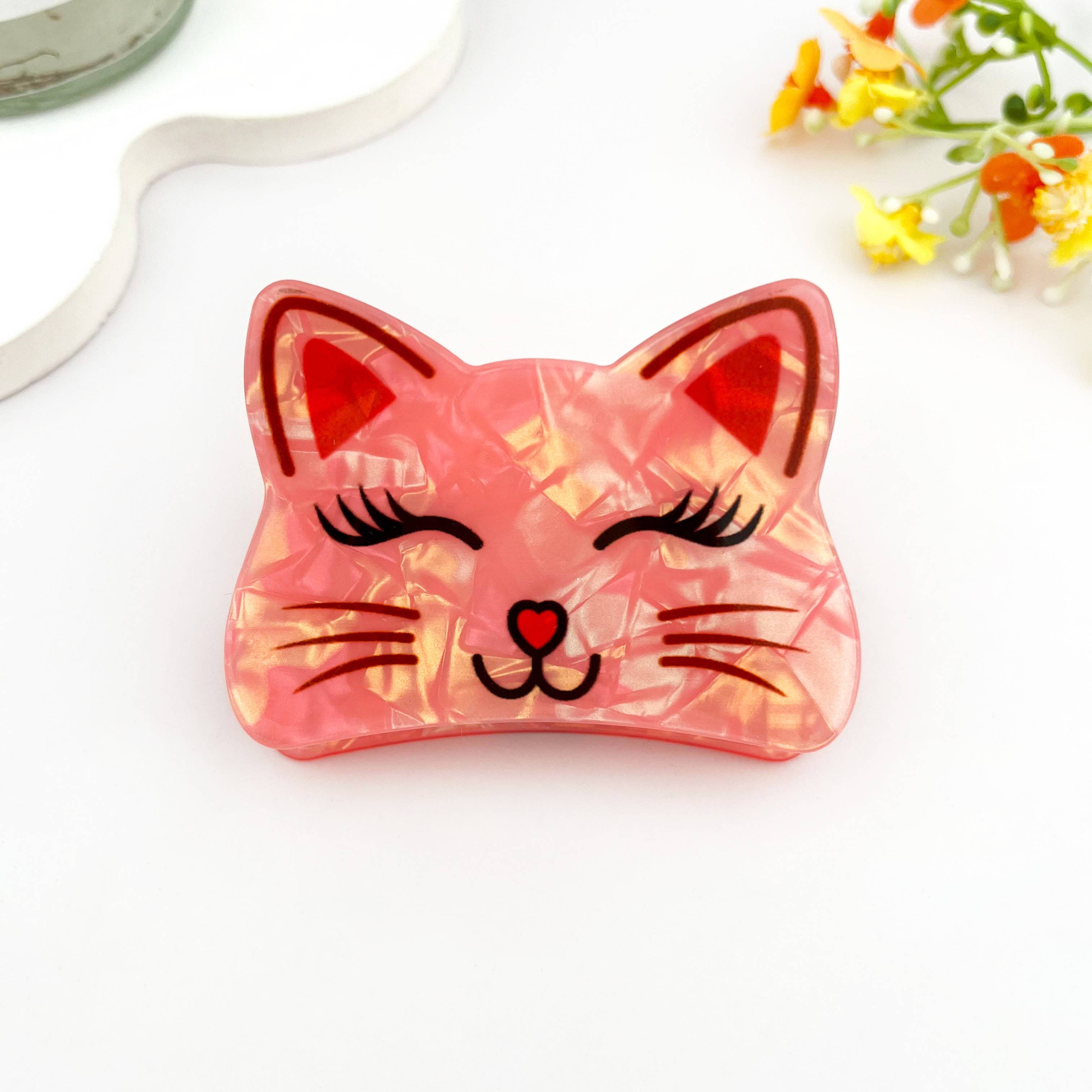 Cute Smiling Cat Print Animal Hair Claw Clip