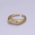 24K Gold Filled Celestial Star Cuff Ring, Micro Pave Crystal