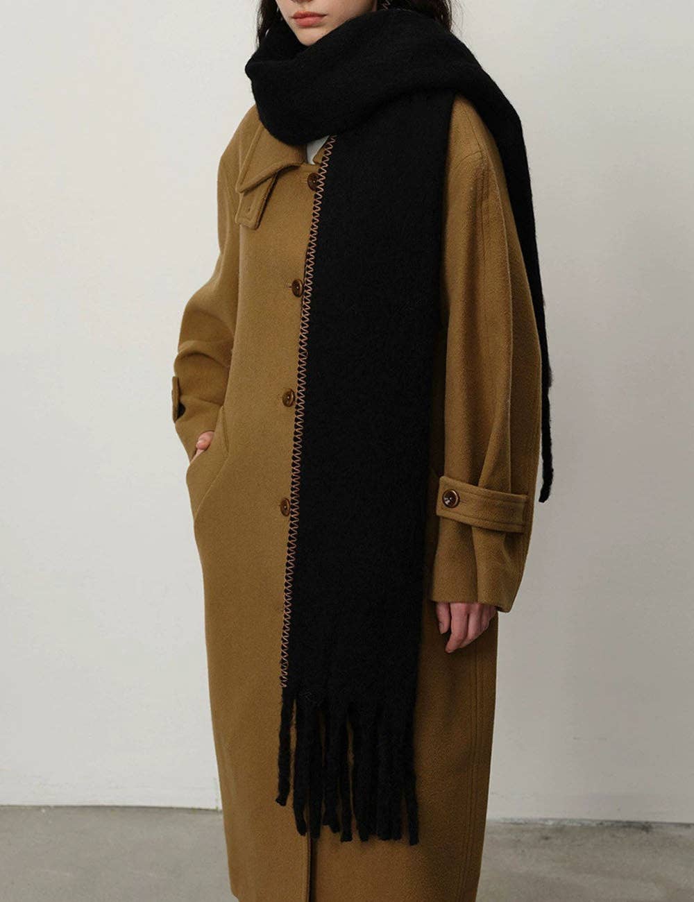 Warm Plush Thick Cashmere Fringe Winter Scarf DP25F607