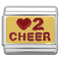 Italian Bracelet Charm - "Love 2 Cheer" 9mm Links