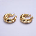 Gold Filled 30mm Chubby Twirl French Lock Latch Hoop Earring