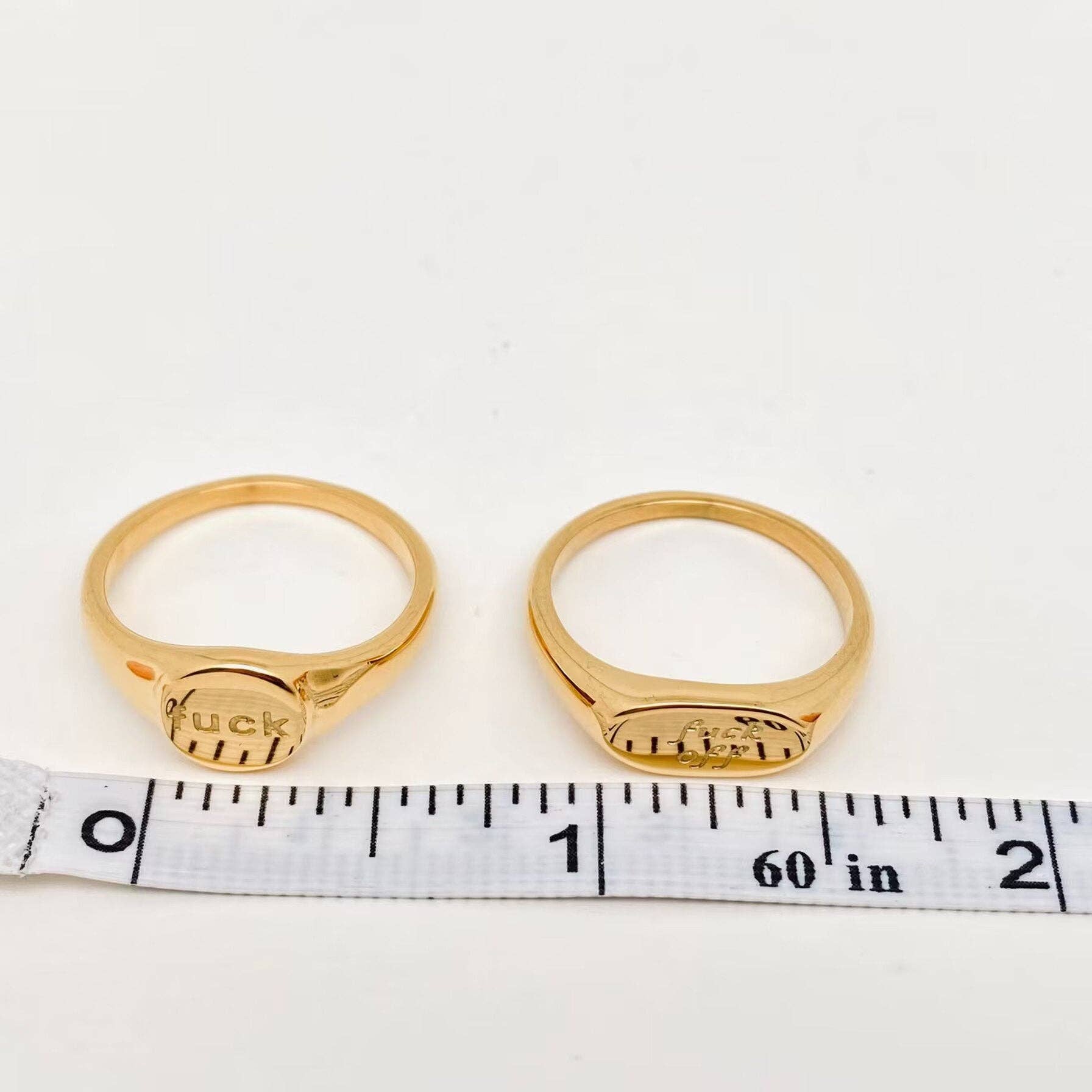 Geometric "fuck off"18K Gold Plated Stainless Steel Ring-FGS