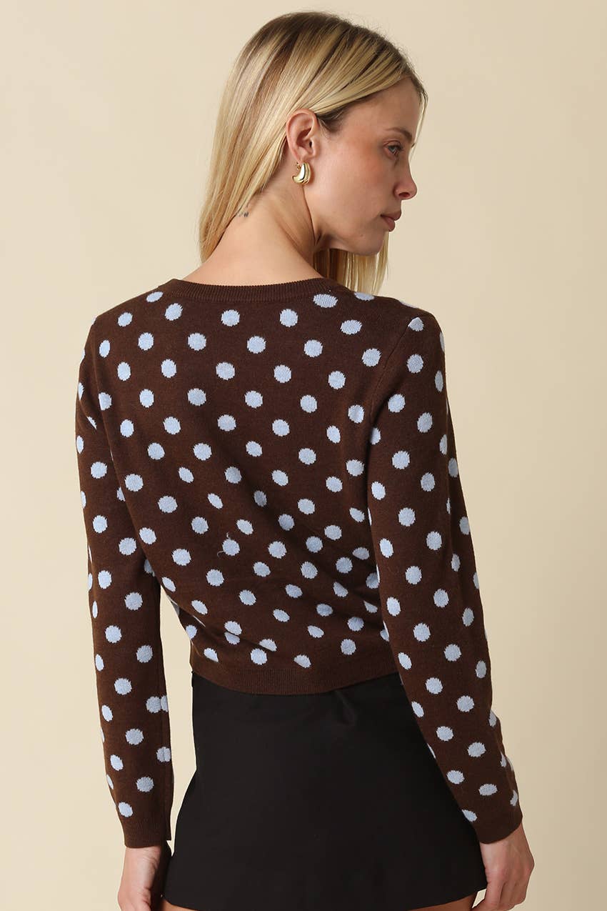 Callie Polka Dot Cropped Cardigan