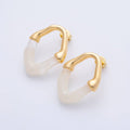 18K Gold Filled 34mm White, Black, Blue, Brown Resin Molten Oval Studs Earrings | AD1580 - AD1583