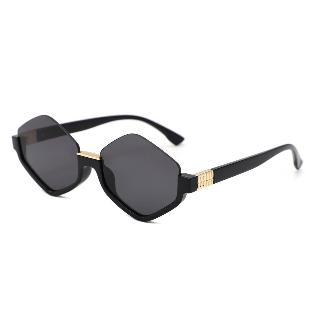 Geometric Oversized Semi-Rimless Polygon Fashion Sunglasses
