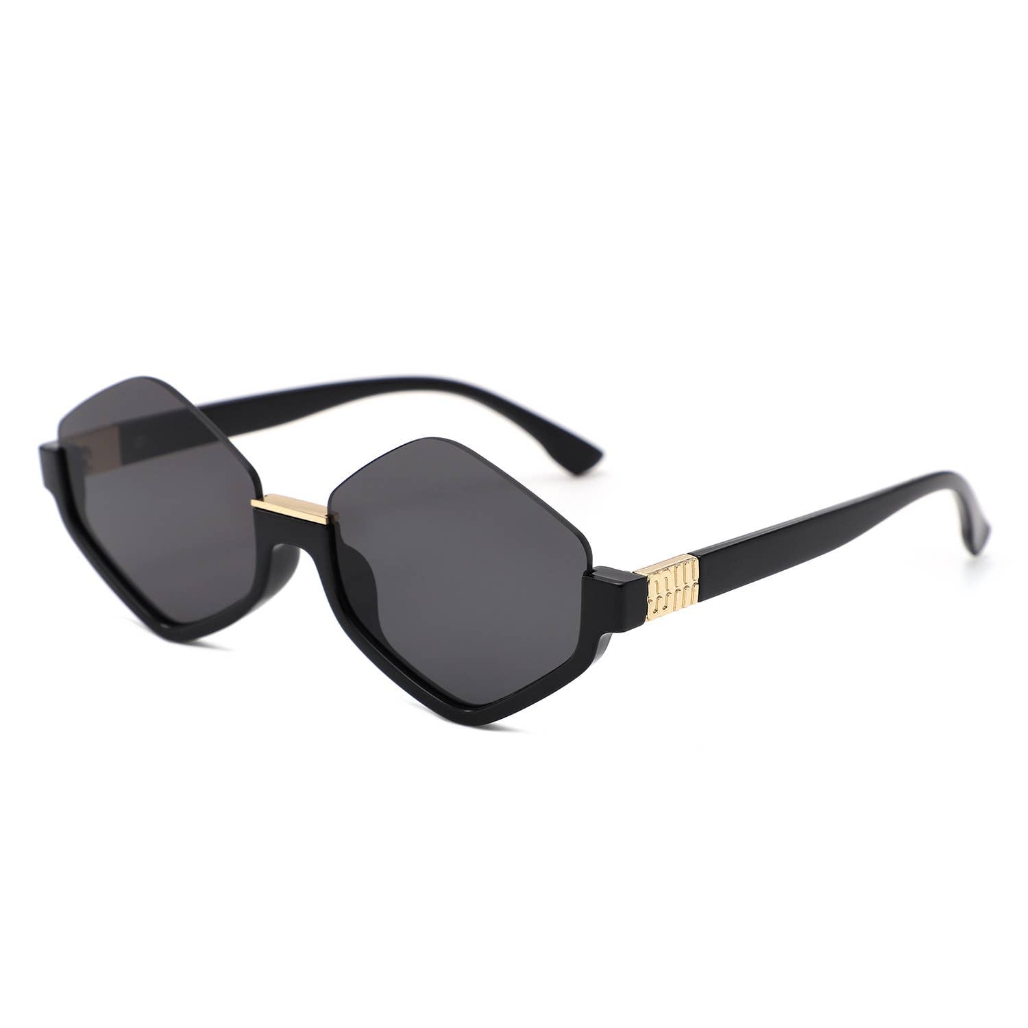 Geometric Oversized Semi-Rimless Polygon Fashion Sunglasses