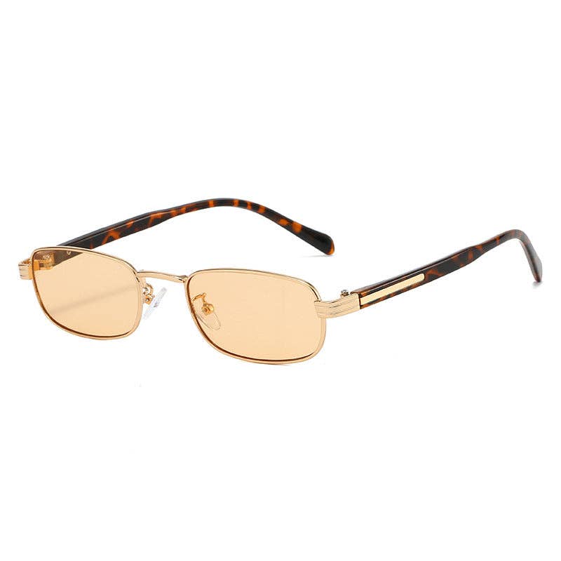 Trendy Rectangle Metal Sunglasses with UV Protection