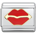 Italian Bracelet Charm - Red Lips 9mm Links