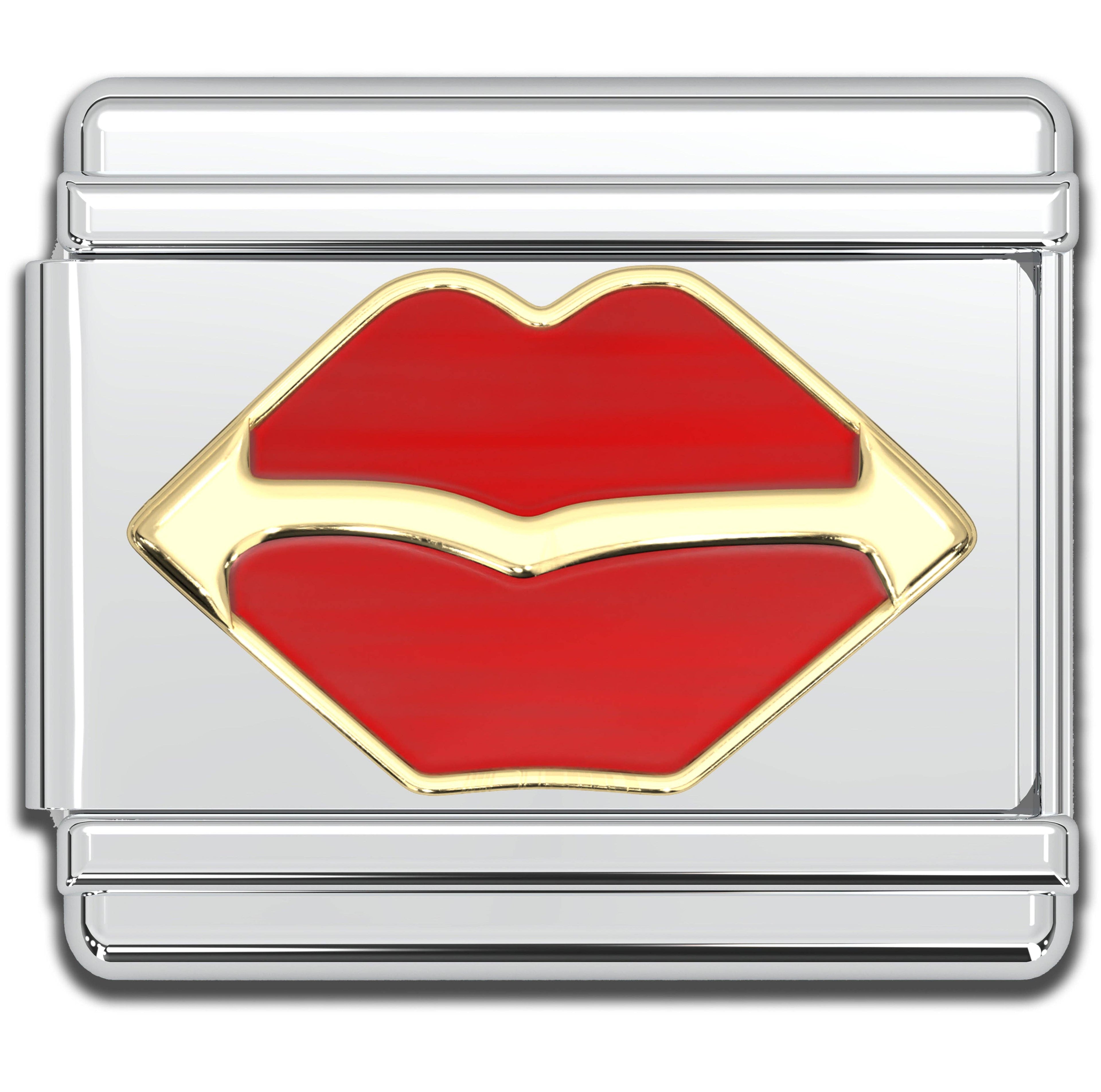 Italian Bracelet Charm - Red Lips 9mm Links