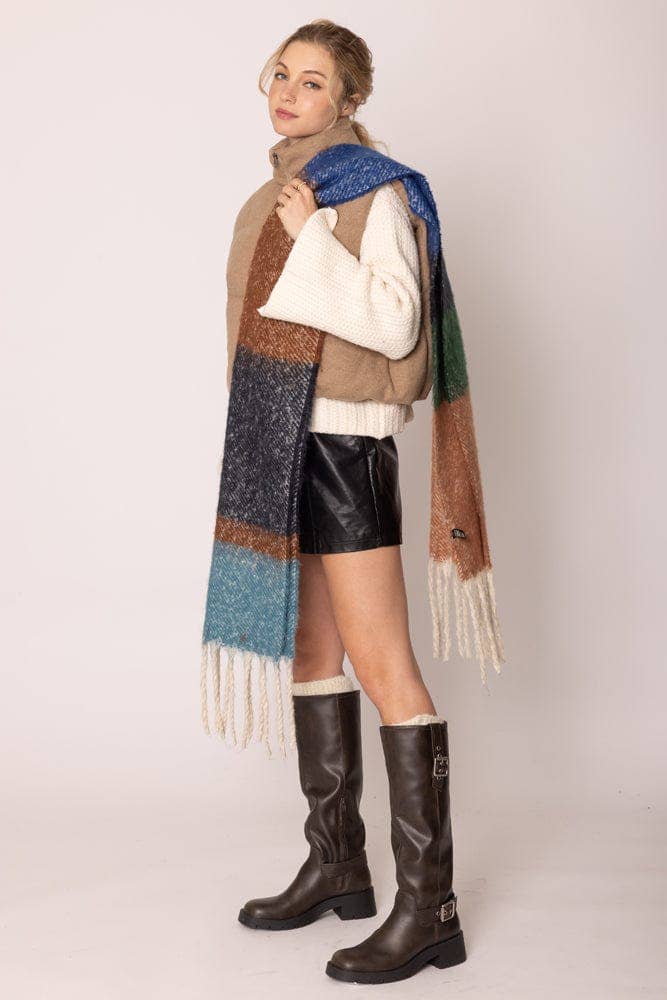 WCL120084 Sherrie Multi Stripe Cozy Scarf With Fringe