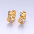 24K Gold Filled X Huggie CZ Earrings | P-402