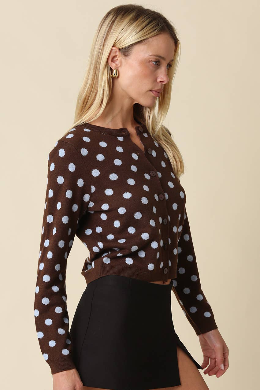Callie Polka Dot Cropped Cardigan