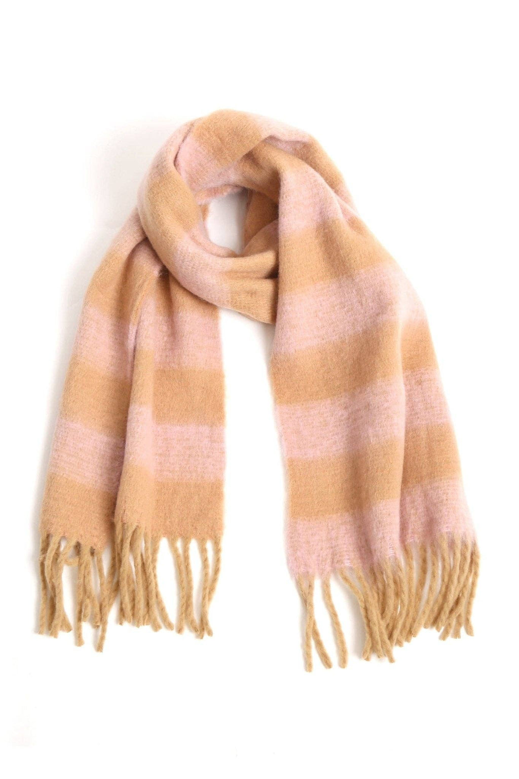 JS2415 Plaid Oblong Scarf with Fringe