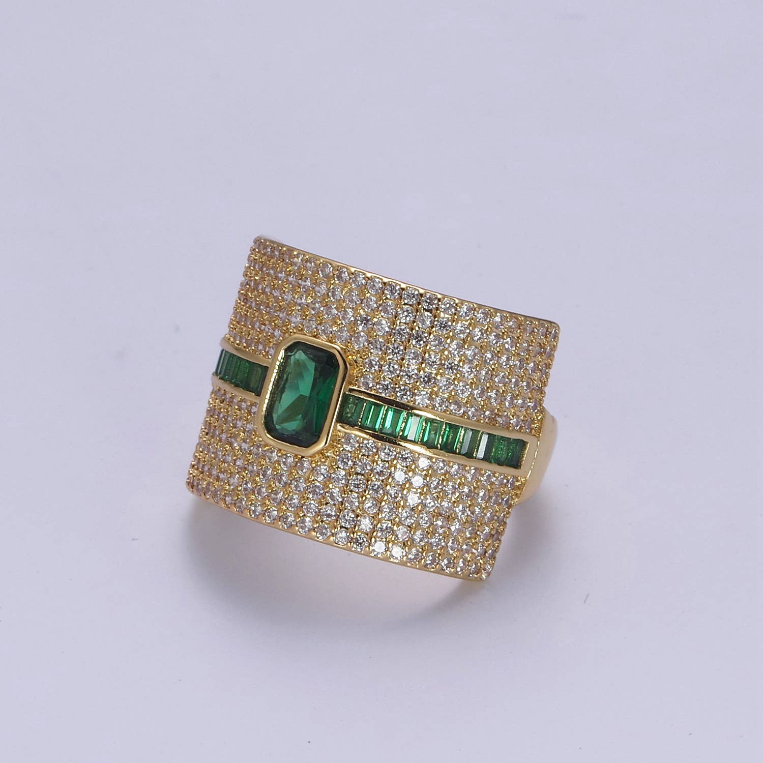Colorful Micro Pave Adjustable Chunky Statement Ring