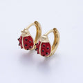 14K Gold Filled 12mm Ladybug Insect Enamel Huggie Earrings | Earrings-00075