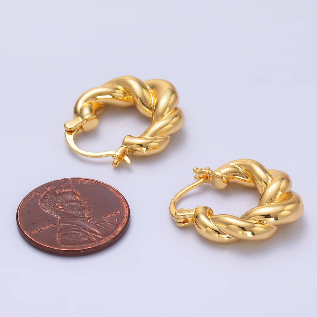 24K Gold Filled Twisted Minimalist Hoops | Q453