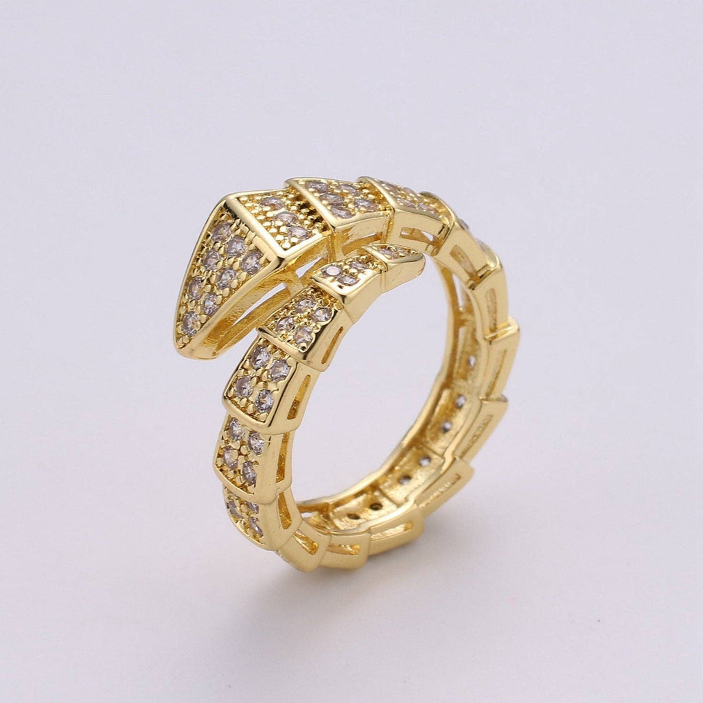 Snake ring, Serpent ring, Chunky ring, spiral snake ring, gold ring, wrap ring, snake gold ring, Adjustable Ring Micro Pave ring R089