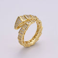 Snake ring, Serpent ring, Chunky ring, spiral snake ring, gold ring, wrap ring, snake gold ring, Adjustable Ring Micro Pave ring R089