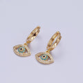 Evil Eye Charm Hoop Earrings 16K Gold Filled Y066