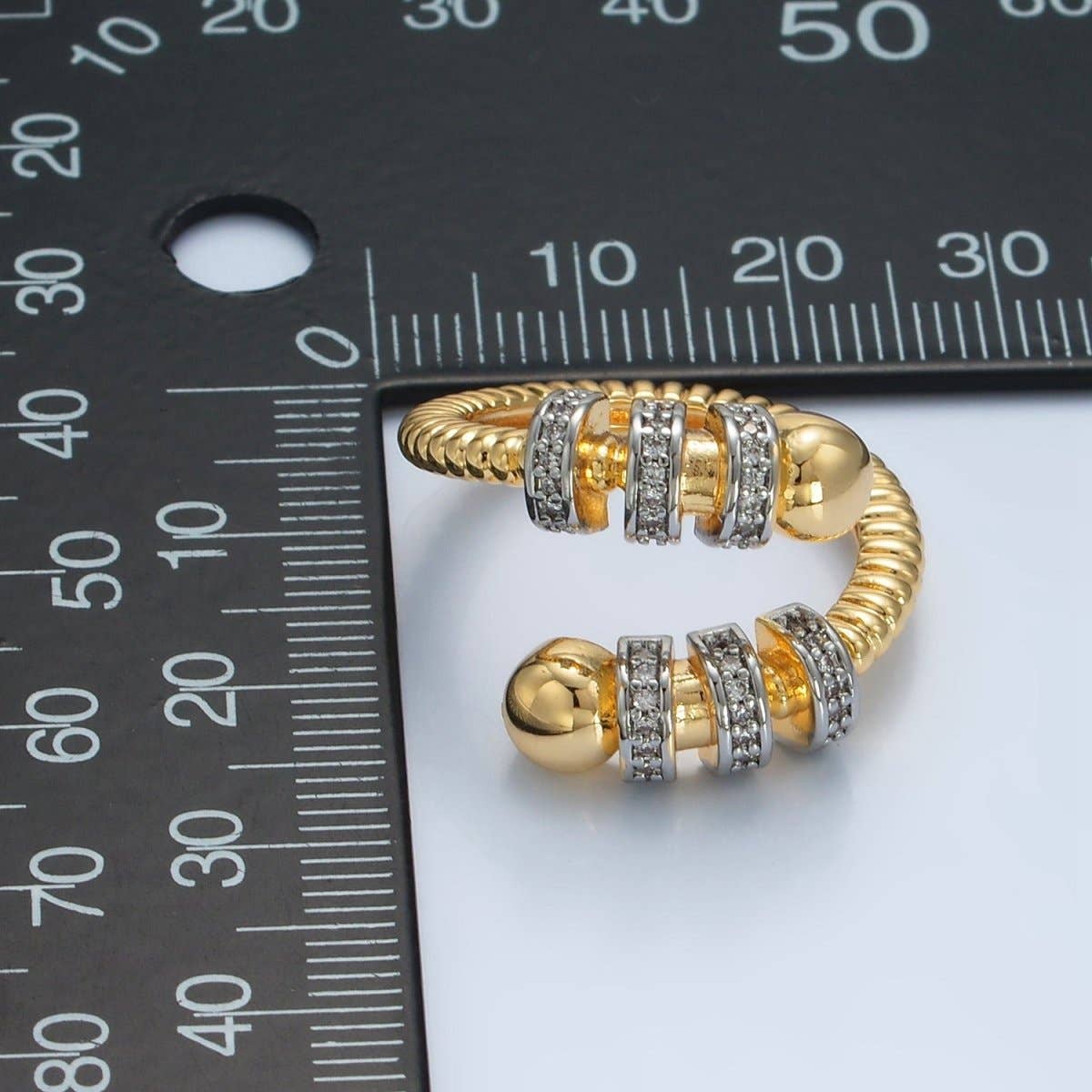 24K Gold Filled Circular Coil Band Mixed Metal Ring | O1407