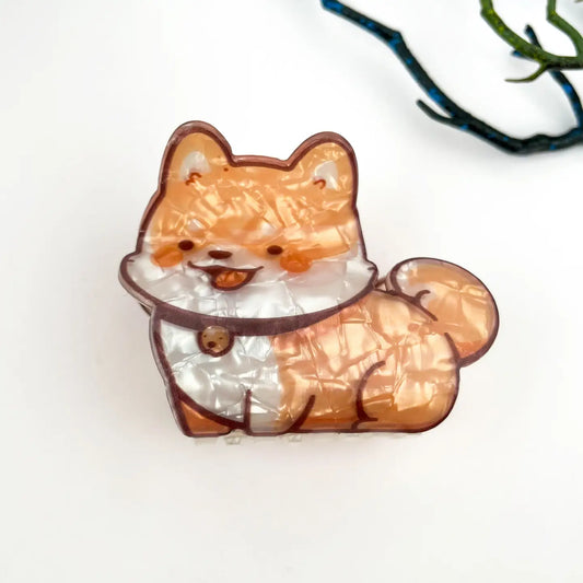 Smile Dog Print Acrylic Hair Claw Clip