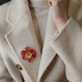 LAVISH LACQUERED FLOWER BROOCH PIN