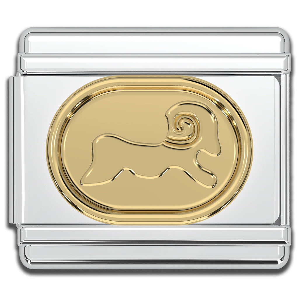 Italian Charms - Aries Zodiac, 9mm Gold Bracelet Links
