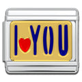 Italian Charm Bracelet Charms - I Love You Raised Gold Links