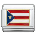 Italian Charms - Puerto Rico Flag, 9mm Enamel Bracelet Links