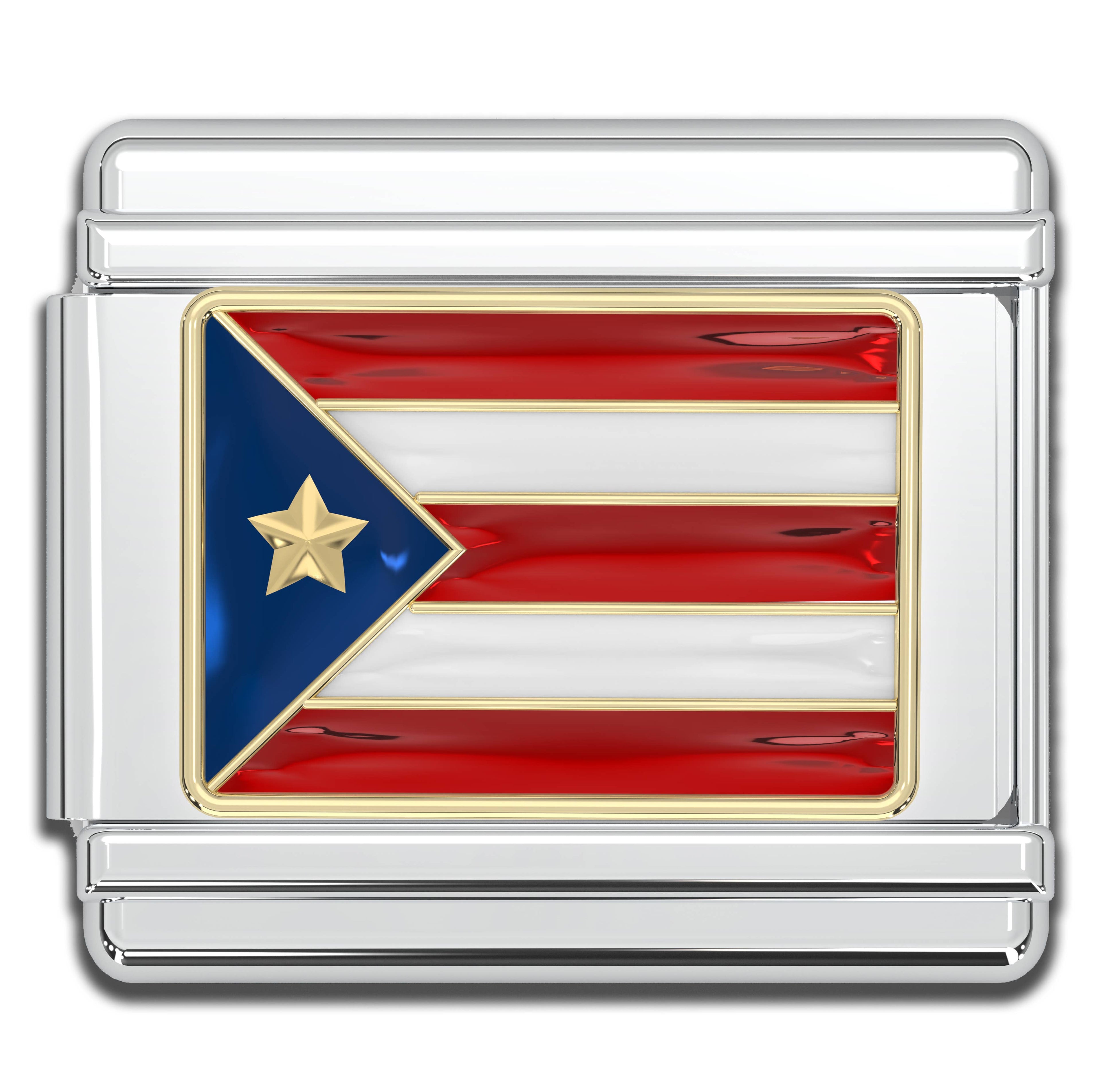 Italian Charms - Puerto Rico Flag, 9mm Enamel Bracelet Links