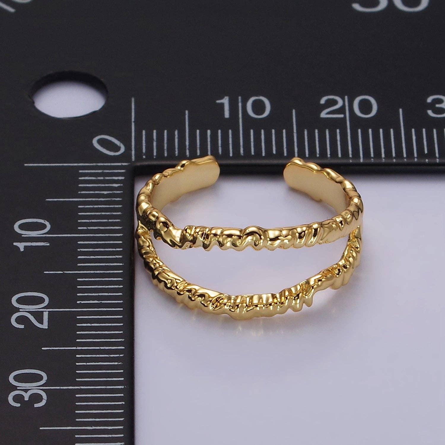 24K Gold Filled Open Double Molten Drip Band Ring