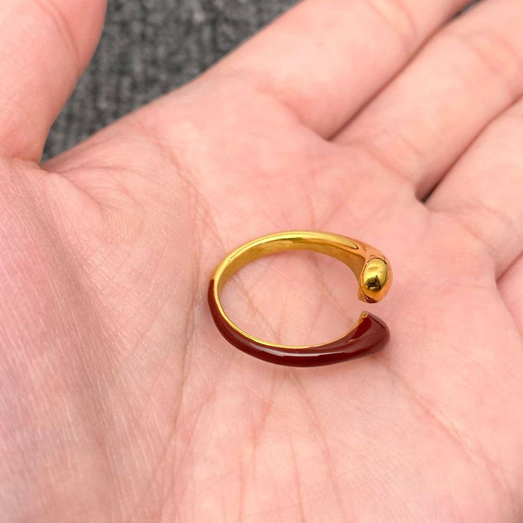 Ankela Red Two Tone 18K Gold Plated S.Steel Ring - FGS