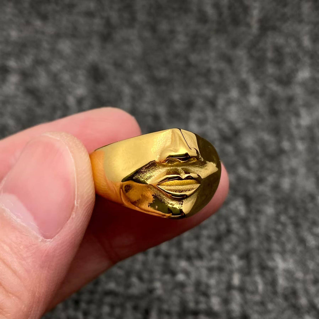 Abstract Face Contour 18K Gold Plated SS Ring - FGS