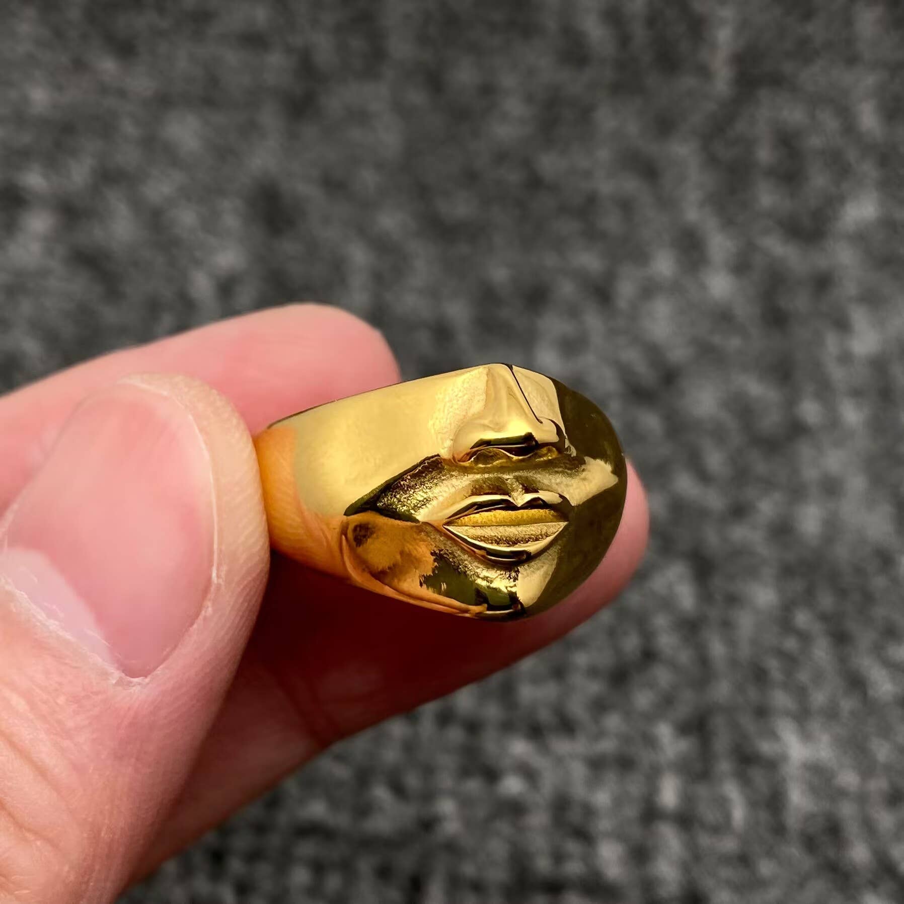 Abstract Face Contour 18K Gold Plated SS Ring - FGS