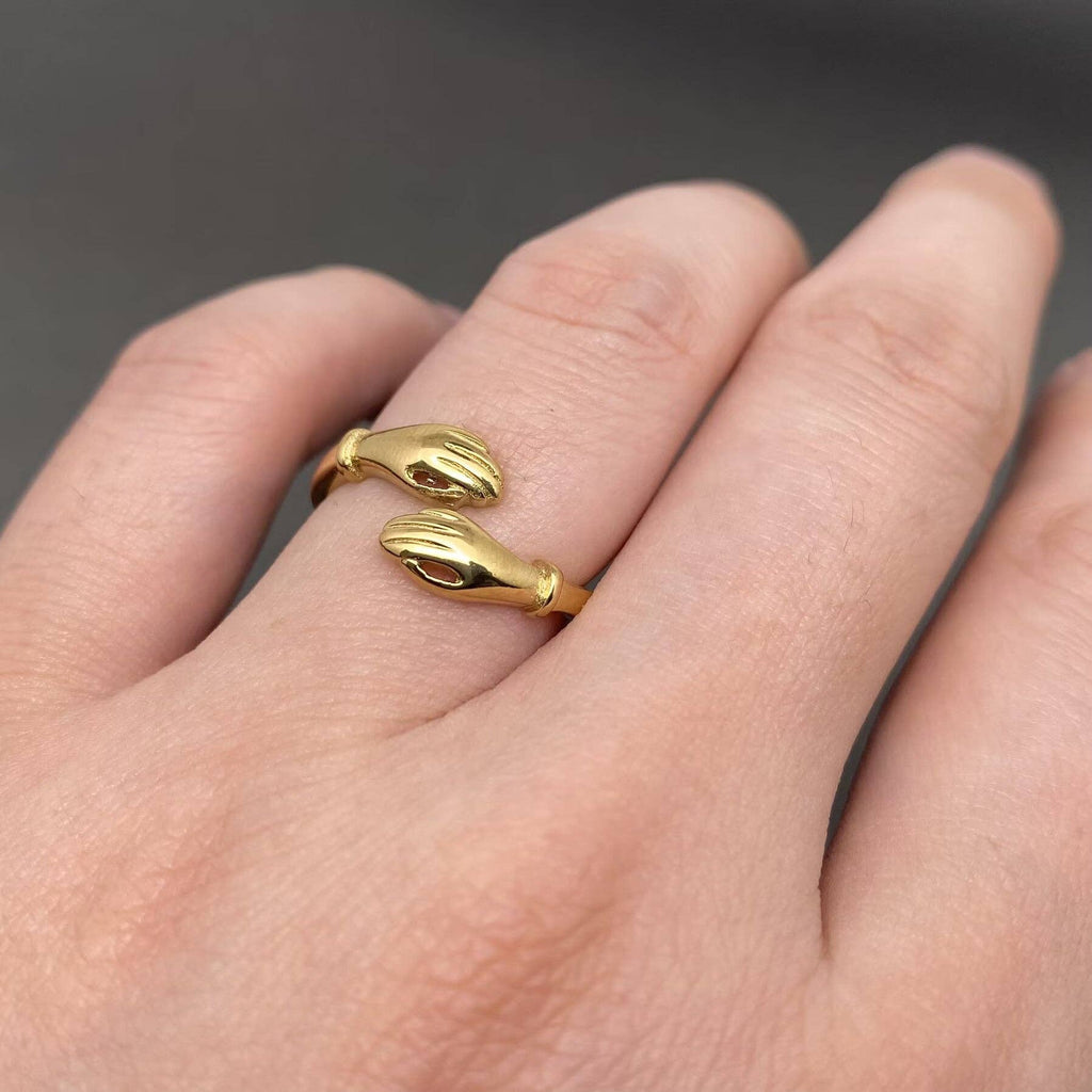 Loving Hug 18K Gold Plated Stainless Steel Ring - FGS