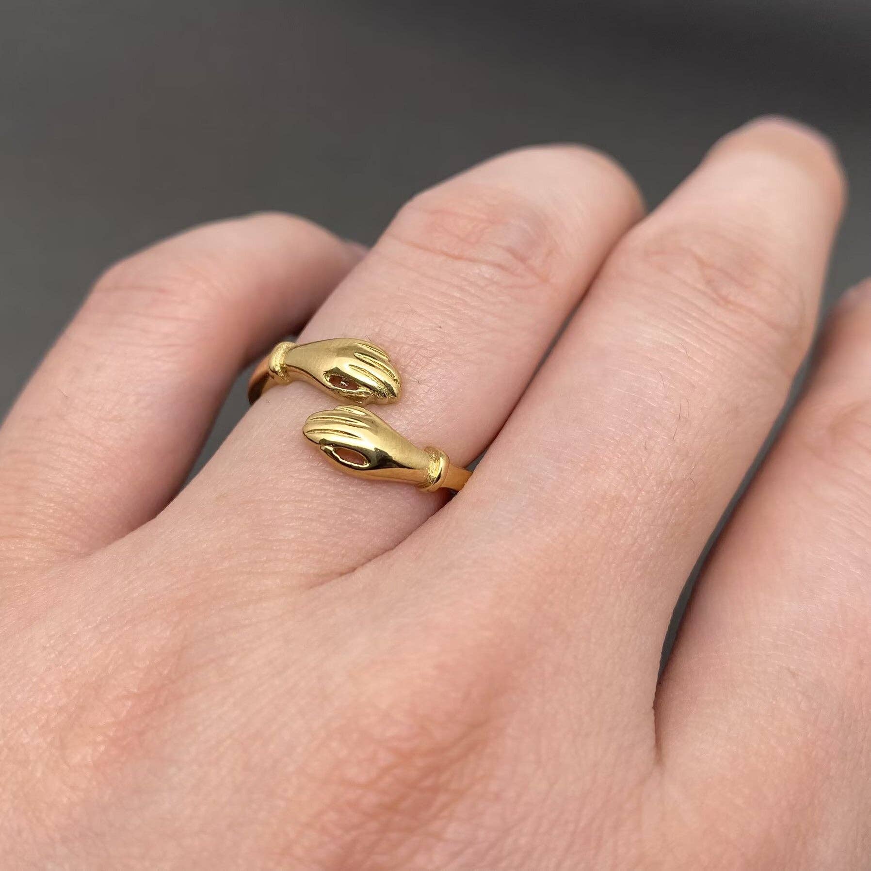 Loving Hug 18K Gold Plated Stainless Steel Ring - FGS