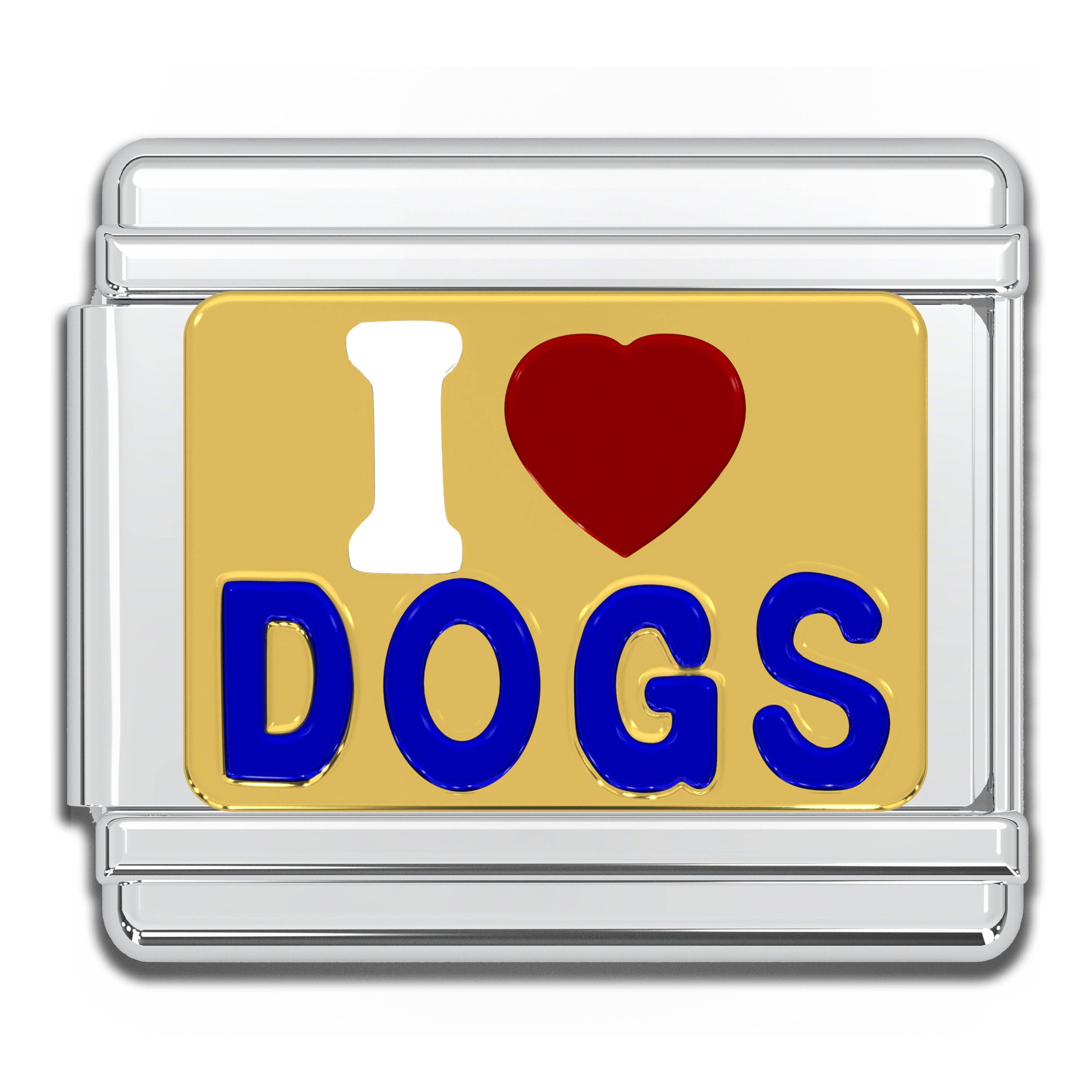 Italian Bracelet Charm 9mm modular for Men & Women - I LOVE DOGS