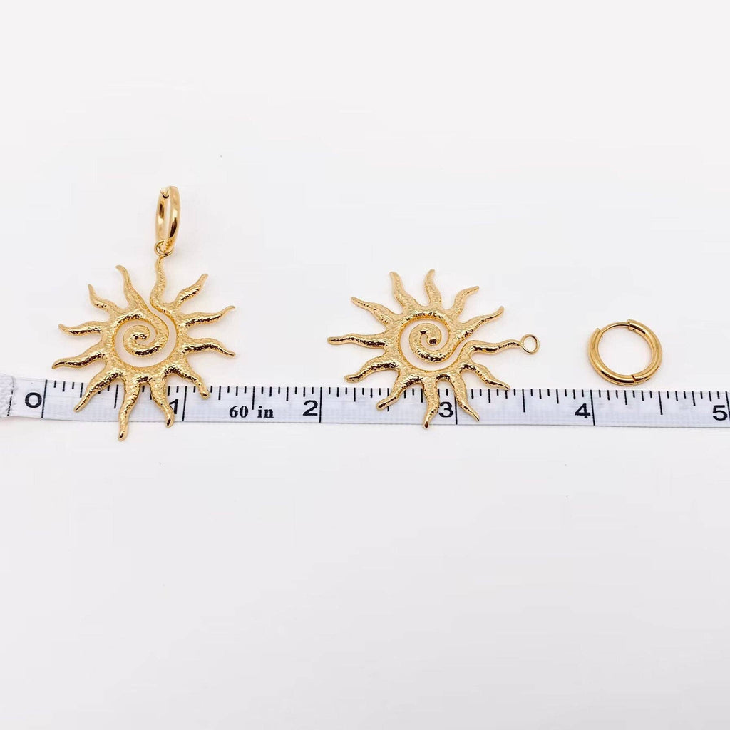 18k Gold Plated Spiral Sun Design Huggie Earrings