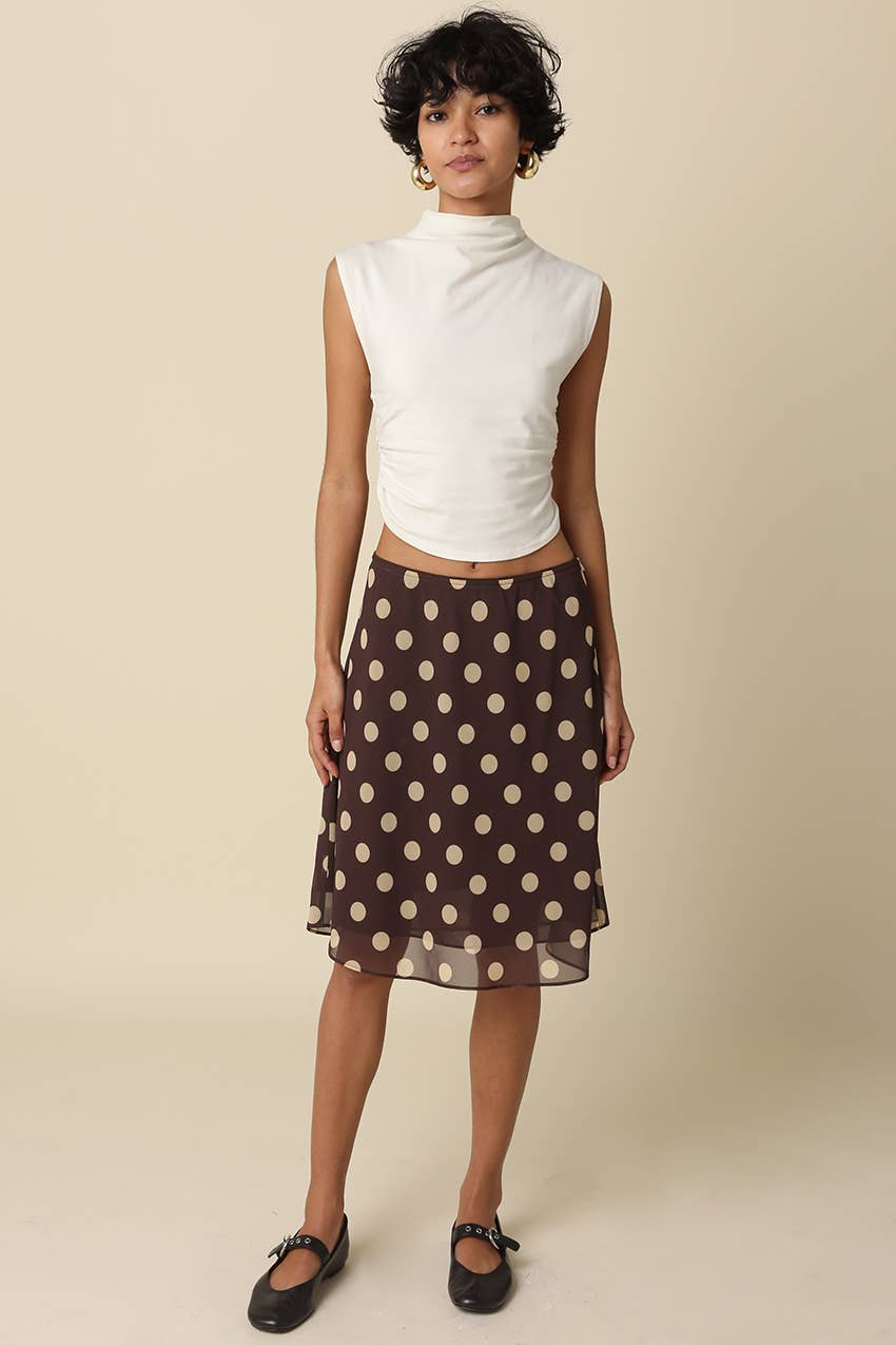 Leia Polka Dot Mesh Midi Skirt