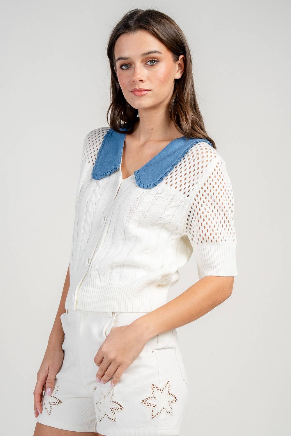 APRIL SWEATER TOP W/ DENIM