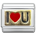 Italian Bracelet Charm - "I LOVE U" 9mm Links
