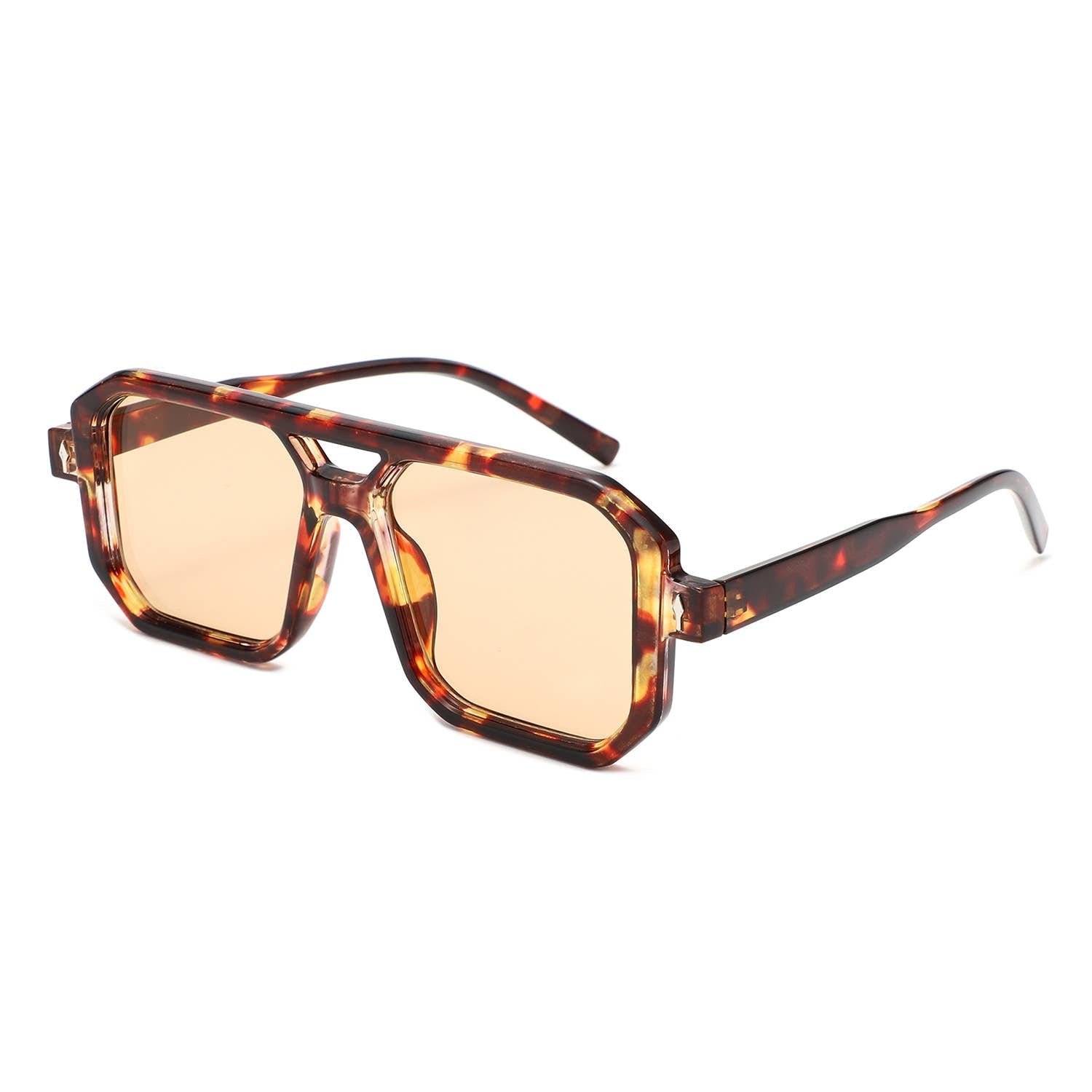 Geometric Square Brow-Bar Flat Top Sunglasses